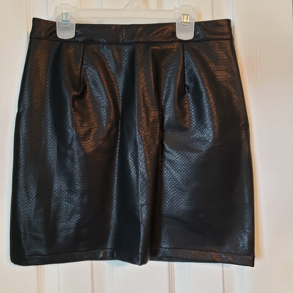 Black faux leather miniskirt
